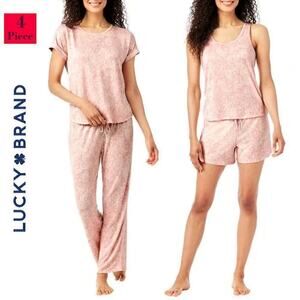 New! Lucky Brand PLUS 4-Piece Super Soft Floral Print Lounge Pajama Set